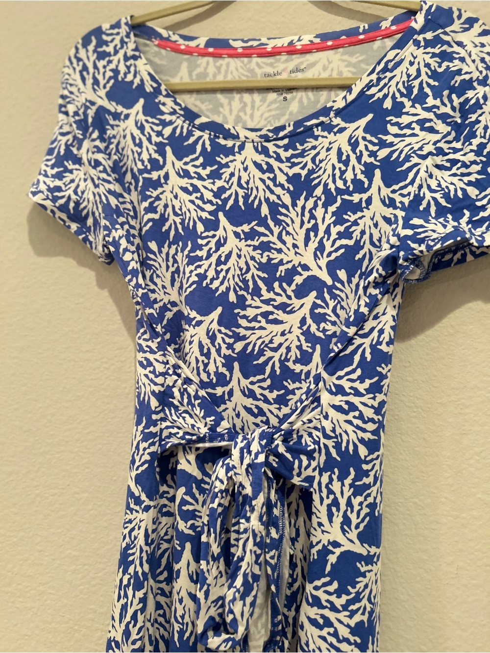 Blue and White Coral Print Dress